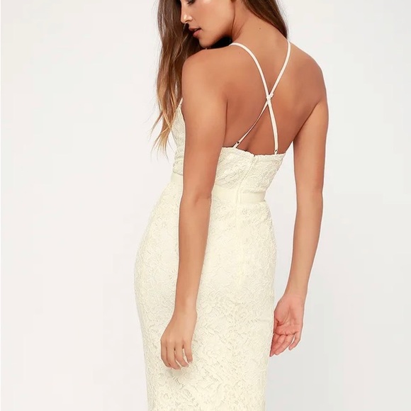 NWT Gorgeous Lulus Zenith Cream Lace Gown Size M - Picture 4 of 15